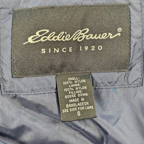 Eddie Bauer Goose Down Puffer Vest Mens Small Quilted Pockets Navy Blue Gorpcore - Picture 3 of 12